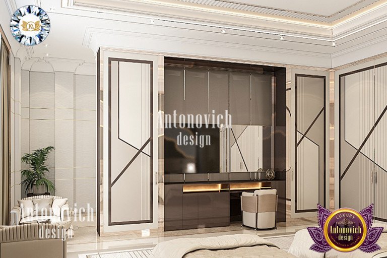 Exquisite bedroom design with lavish chandelier by Luxury Antonovich