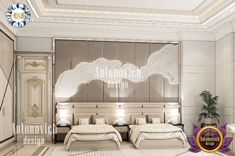 Luxury Antonovich's stylish bedroom design with intricate ceiling details