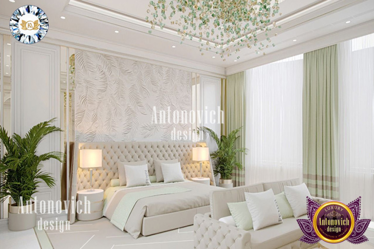 Luxurious bedroom with a sophisticated color palette and exquisite details