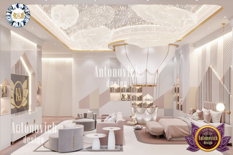 Opulent pink and gold girls' bedroom by Antonovich Design
