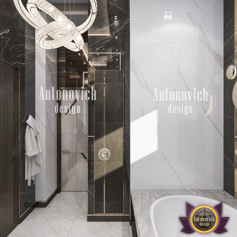 Stunning modern bathroom featuring a unique glass shower enclosure