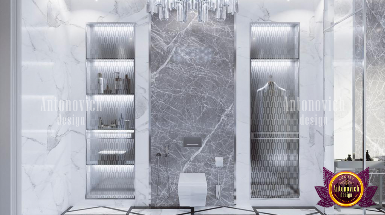 Spacious and Clean Luxury Silver Bathroom in Dubai