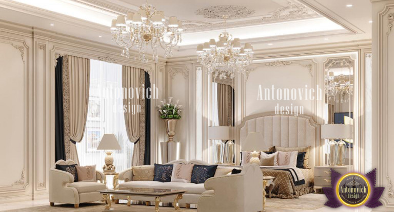 Exquisite royal bedroom with lavish drapery and intricate details