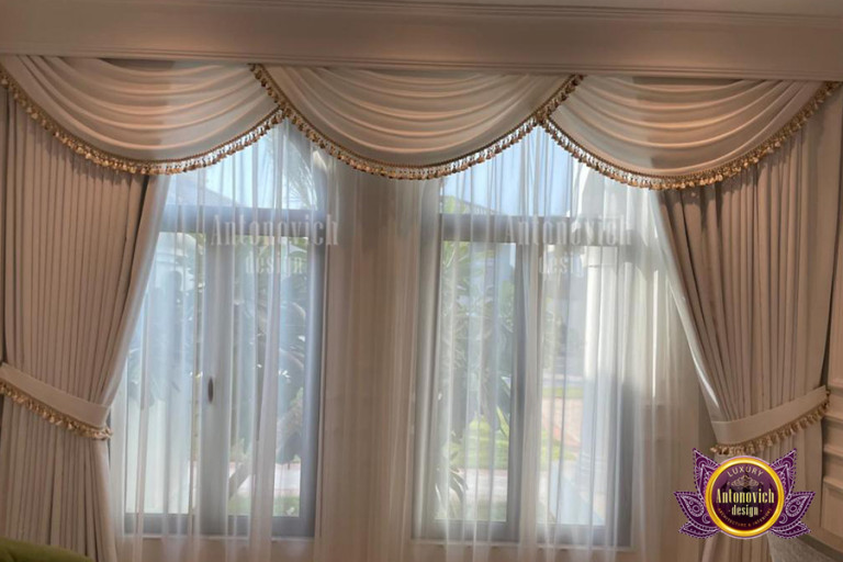 Luxurious curtains enhancing a Dubai living room