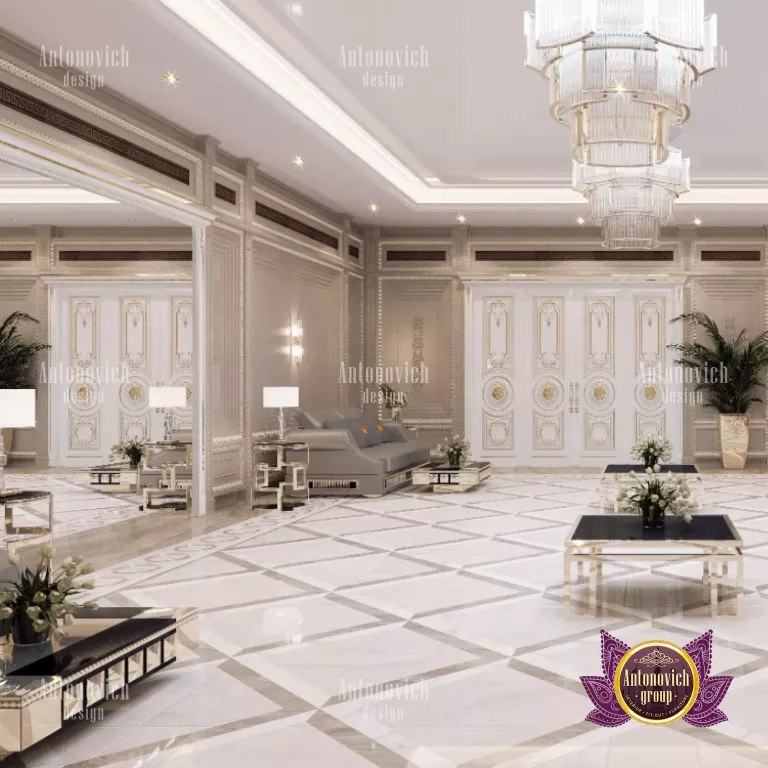 Elegant sitting room with lavish furniture and decor in a Dubai villa