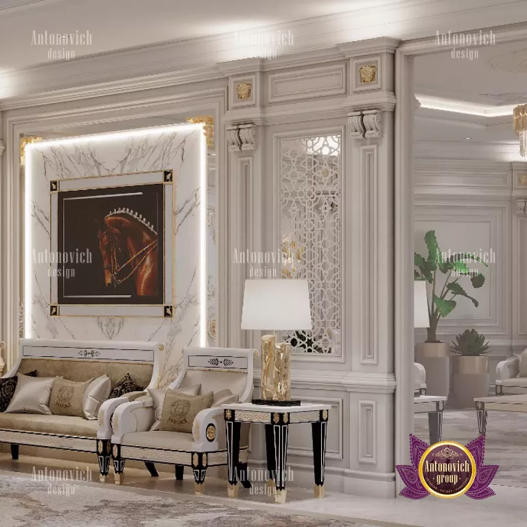 Elegant sitting room with plush furniture and exquisite decor