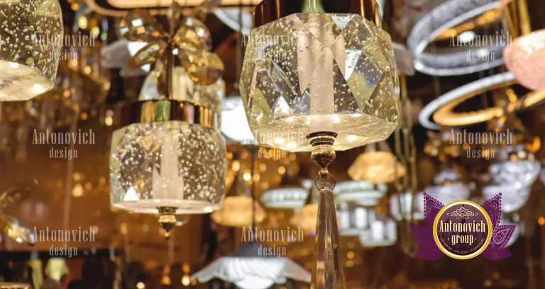 Elegant chandelier in a Dubai living room