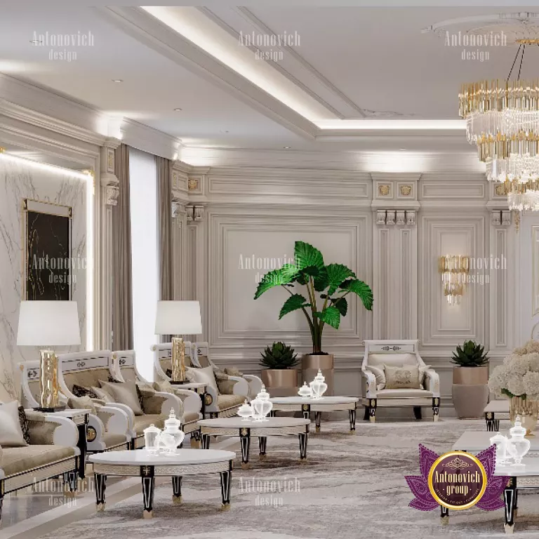 Sophisticated lounge area featuring a statement chandelier