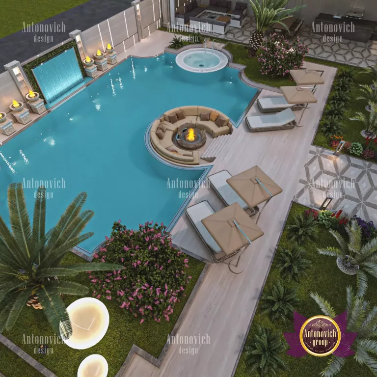 Exquisite water feature enhancing a Dubai home's landscape