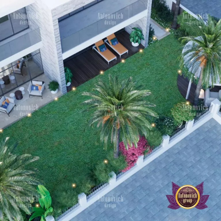 Elegant outdoor living space in a high-end Dubai landscape design