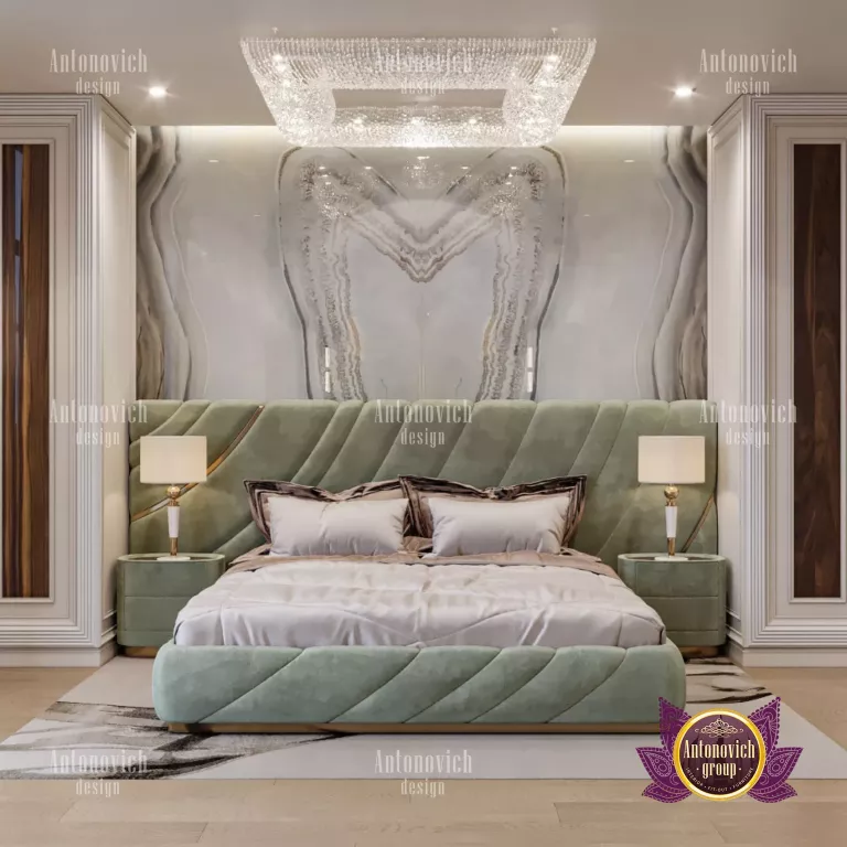 Elegant Dubai bedroom with plush bedding and stylish decor
