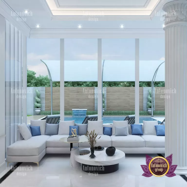 Elegant living room setup in a luxury Dubai villa