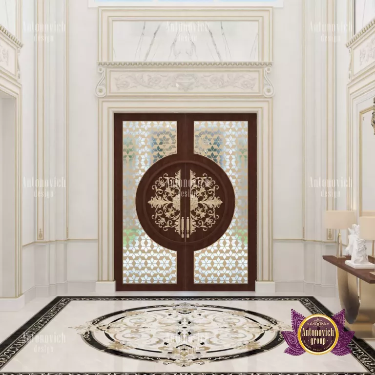 Luxurious Dubai hallway showcasing opulent lighting and rich textures