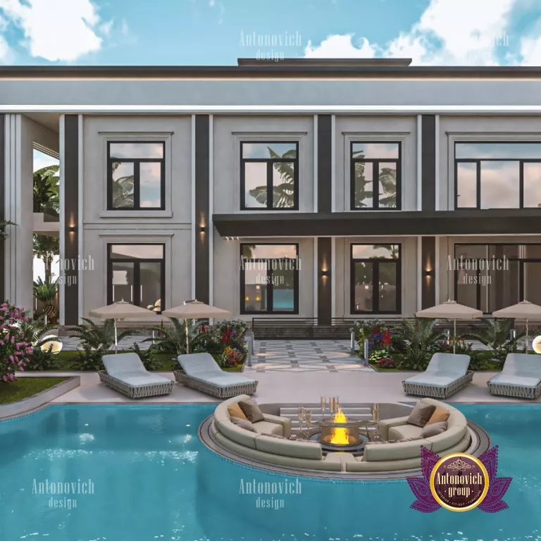 Dubai's finest luxury exterior design showcasing a lavish pool area