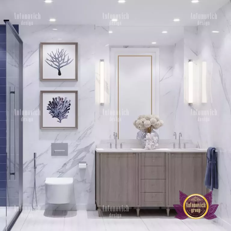 Modern bathroom featuring a luxurious freestanding bathtub