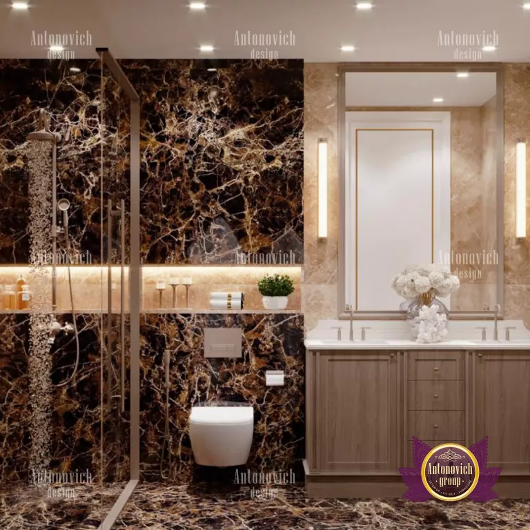 Stunning bathroom vanity and lighting setup in a high-end Dubai home