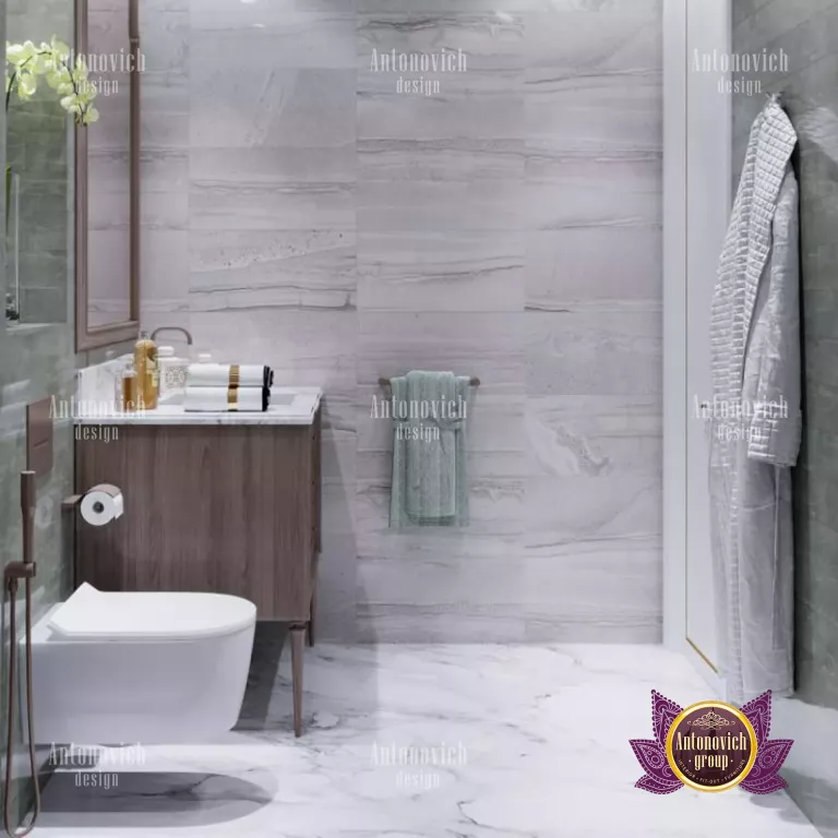 Sleek rainfall showerhead in a sophisticated contemporary bathroom
