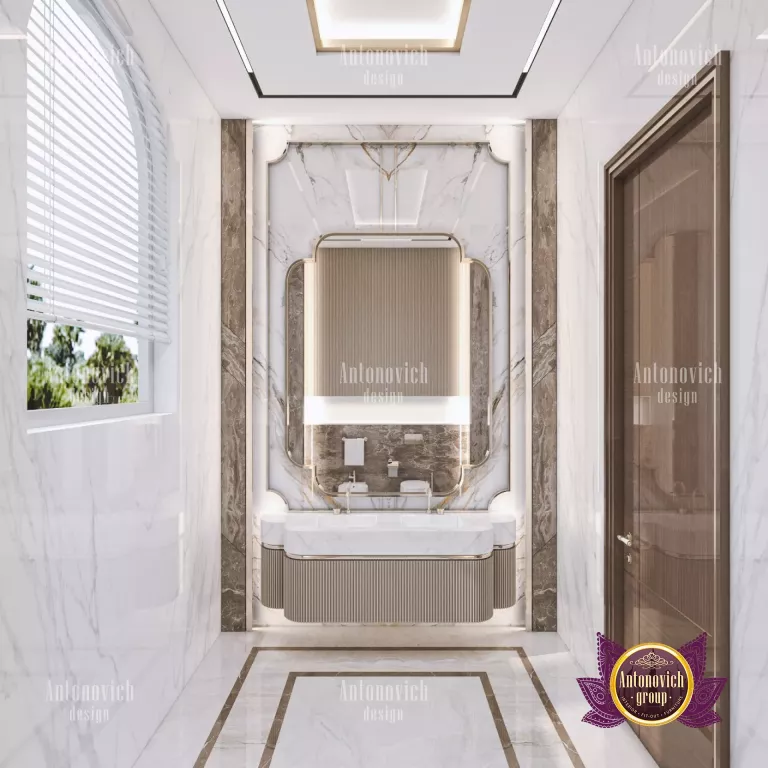 Elegant freestanding bathtub in a spacious luxury bathroom