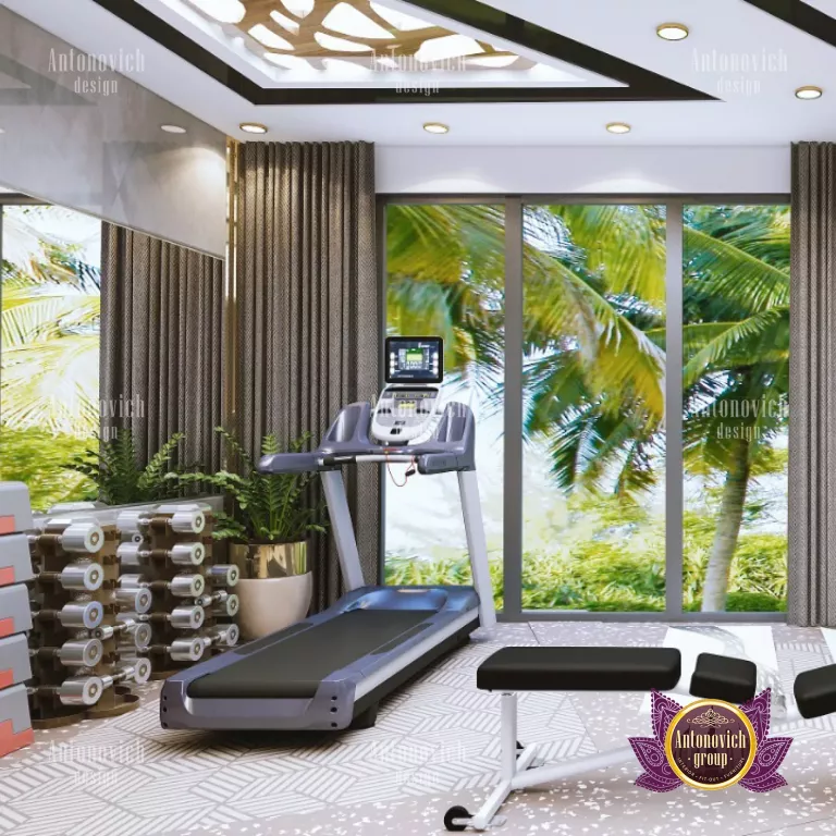 Stunning luxury home gym with state-of-the-art equipment