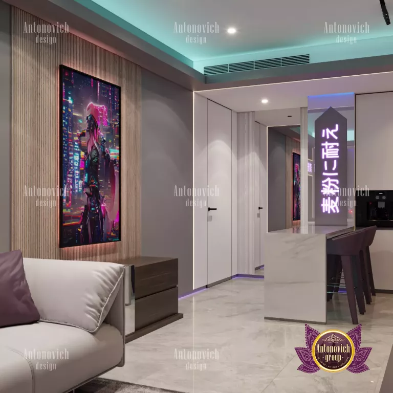 Modern living room setup in a luxurious Dubai apartment