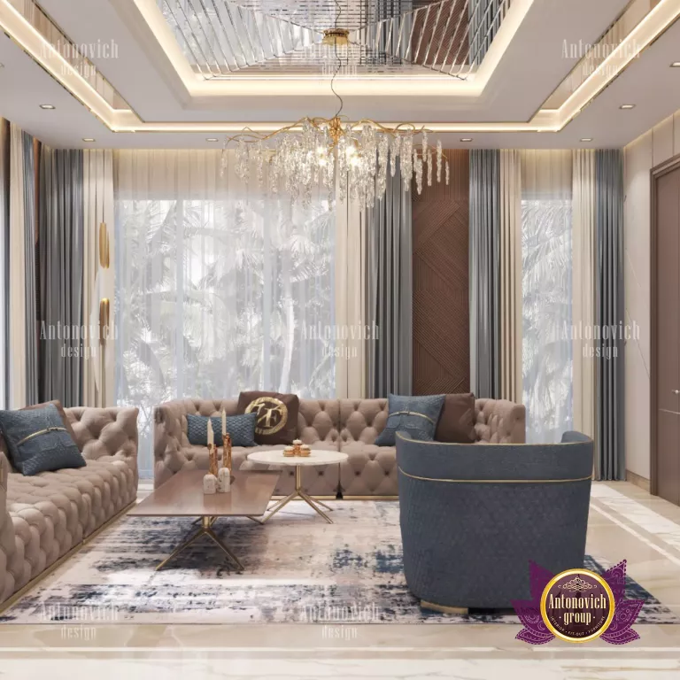Elegant living room with luxurious interior design in Dubai