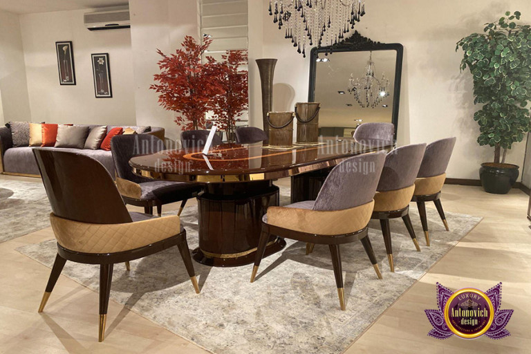 High-end Italian dining room furniture in a Dubai residence