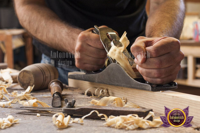 Carpenter skillfully crafting wooden furniture