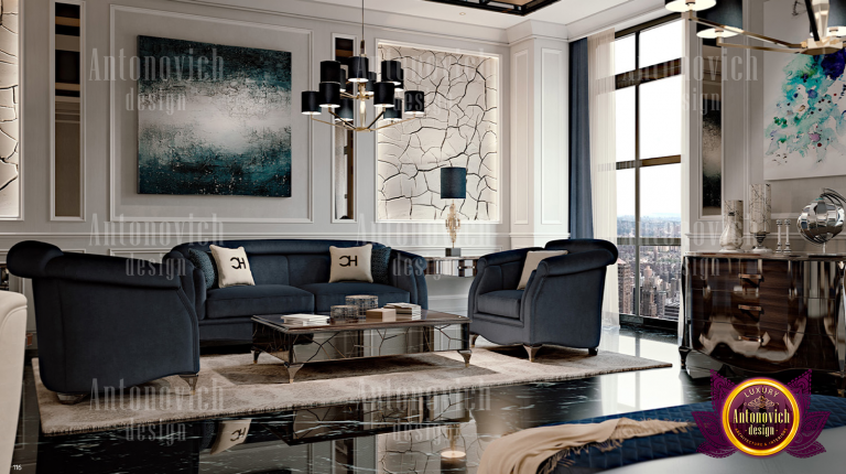 Stylish living room set in a luxurious Abu Dhabi furniture shop