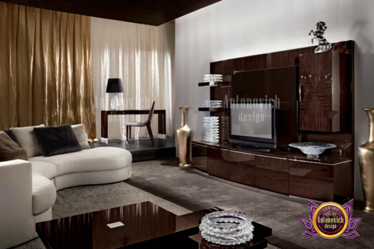 Elegant leather sofa with decorative pillows