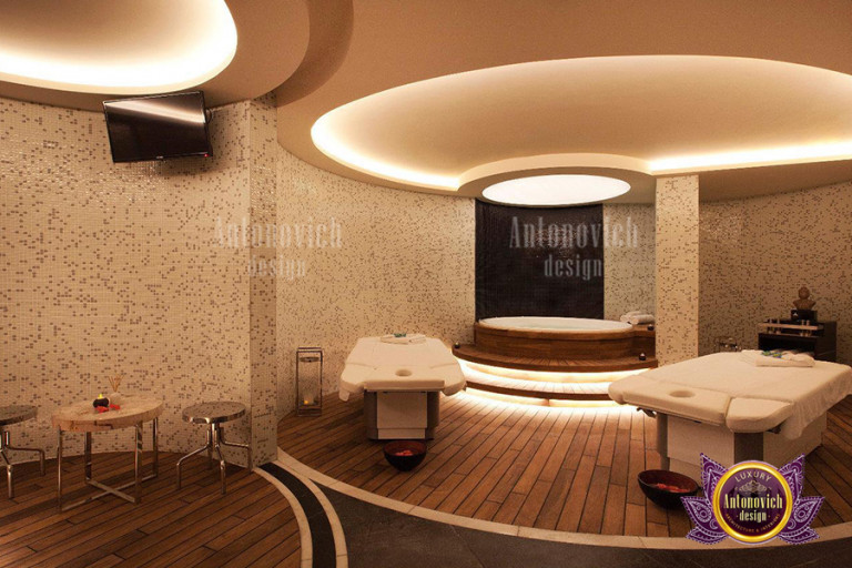 Elegant spa treatment room with Antonovich Design supplies