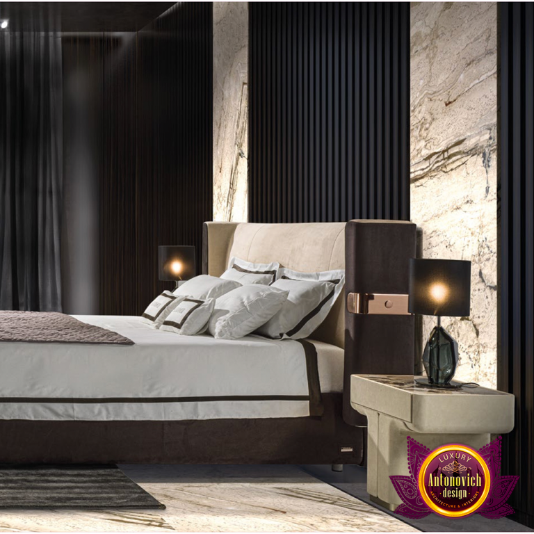 Elegant bedroom design with modern furnishings in Dubai