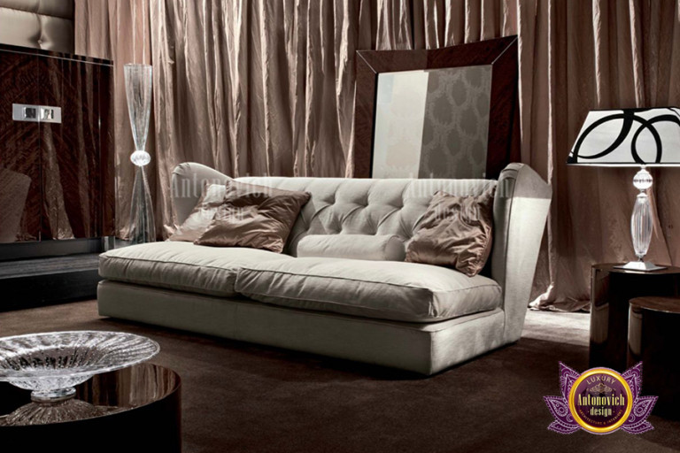 Luxurious living room setup in a Dubai furniture store