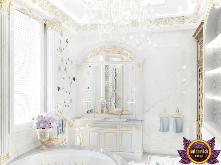 Stylish bathroom vanity with sleek fixtures and lighting