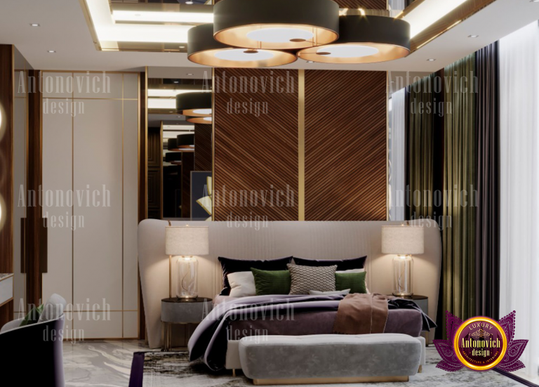 Modern luxury bedroom with sleek furniture and ambient lighting