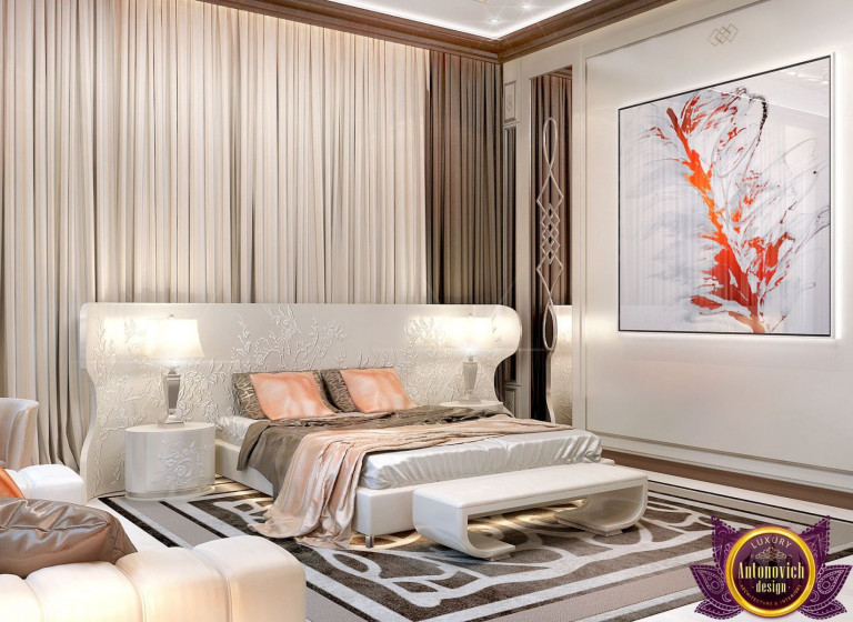 Minimalist bedroom with sleek furniture and neutral tones