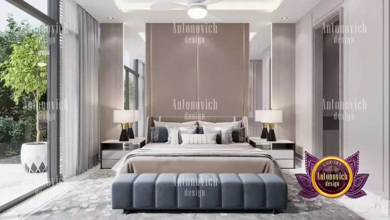 Elegant bedroom decor featuring soft textures and soothing colors in Dubai
