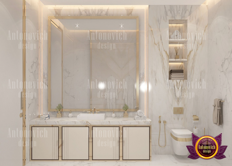 Warm and inviting bathroom vanity with stylish decor