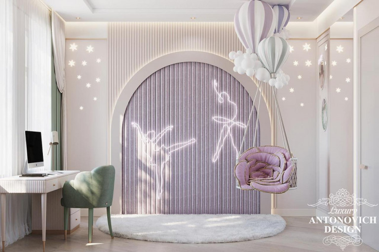 Beautifully designed girls bedroom with stylish decor