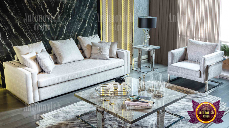 Luxurious living room set in a Dubai showroom