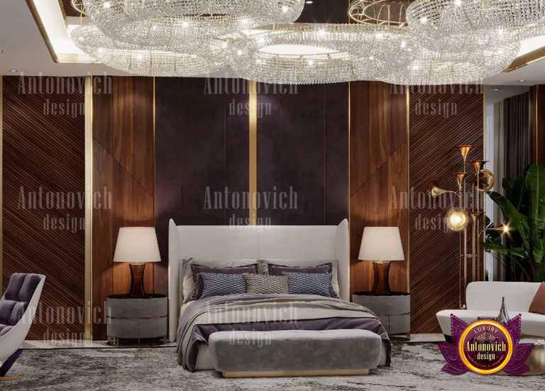 Elegant bedroom with cozy lighting and stylish decor