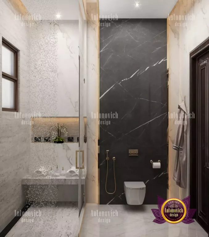 Stylish bathroom vanity with ample storage and chic lighting