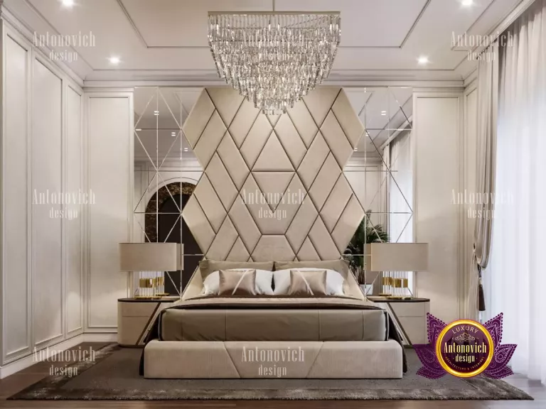 Modern and elegant bedroom design with unique lighting