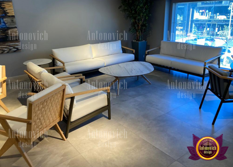 Stunning luxury wood furniture in a Dubai living room