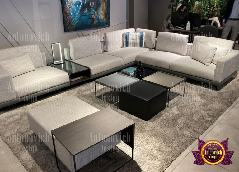 Stylish living room setup with modern furniture in Sharjah