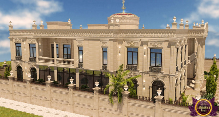 Luxurious villa facade with unique architectural elements