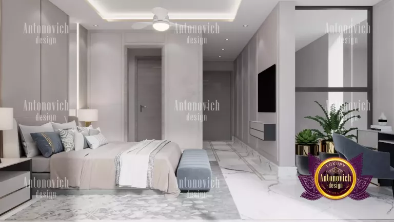 Warm and inviting bedroom lighting in a Dubai interior design