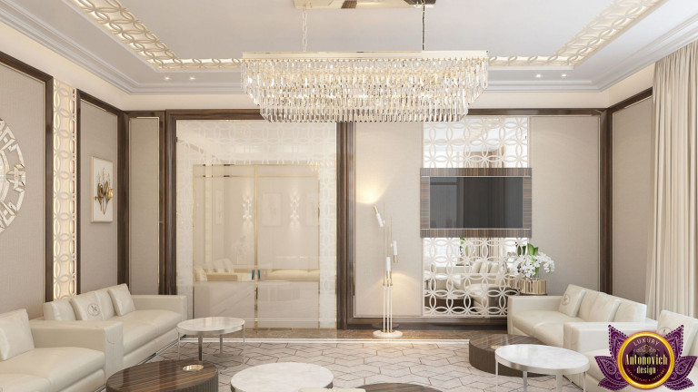 Luxurious open-concept living room in a modern villa