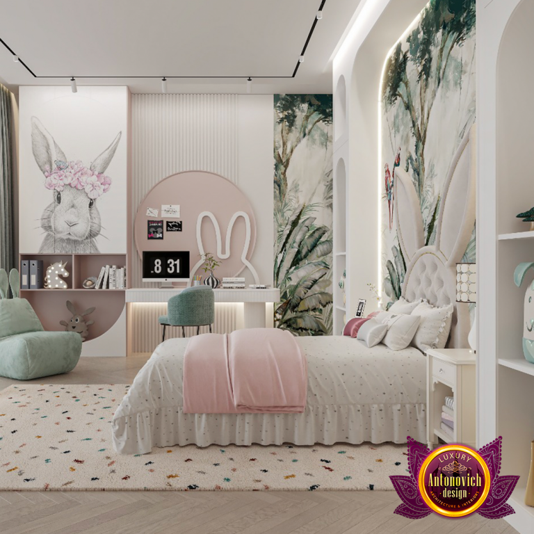 Elegant and stylish teenage girl's bedroom in Dubai
