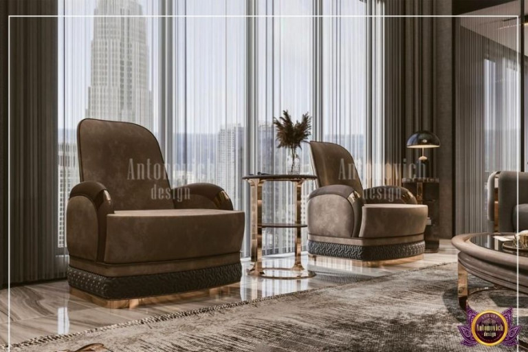 Modern minimalist living room with sleek furniture
