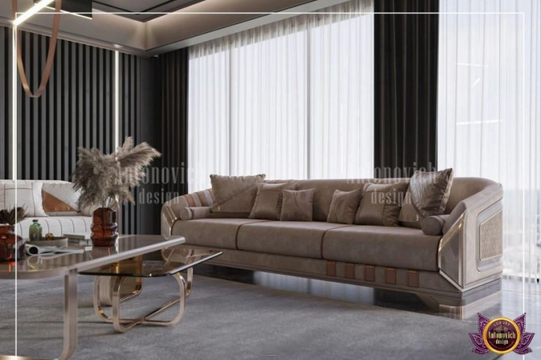 Luxurious contemporary living room with statement pieces